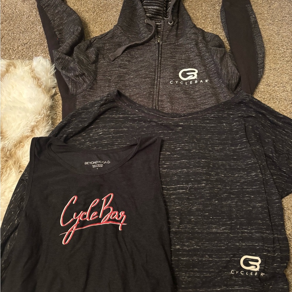 CycleBar Black and White Hoodie and Tops Set